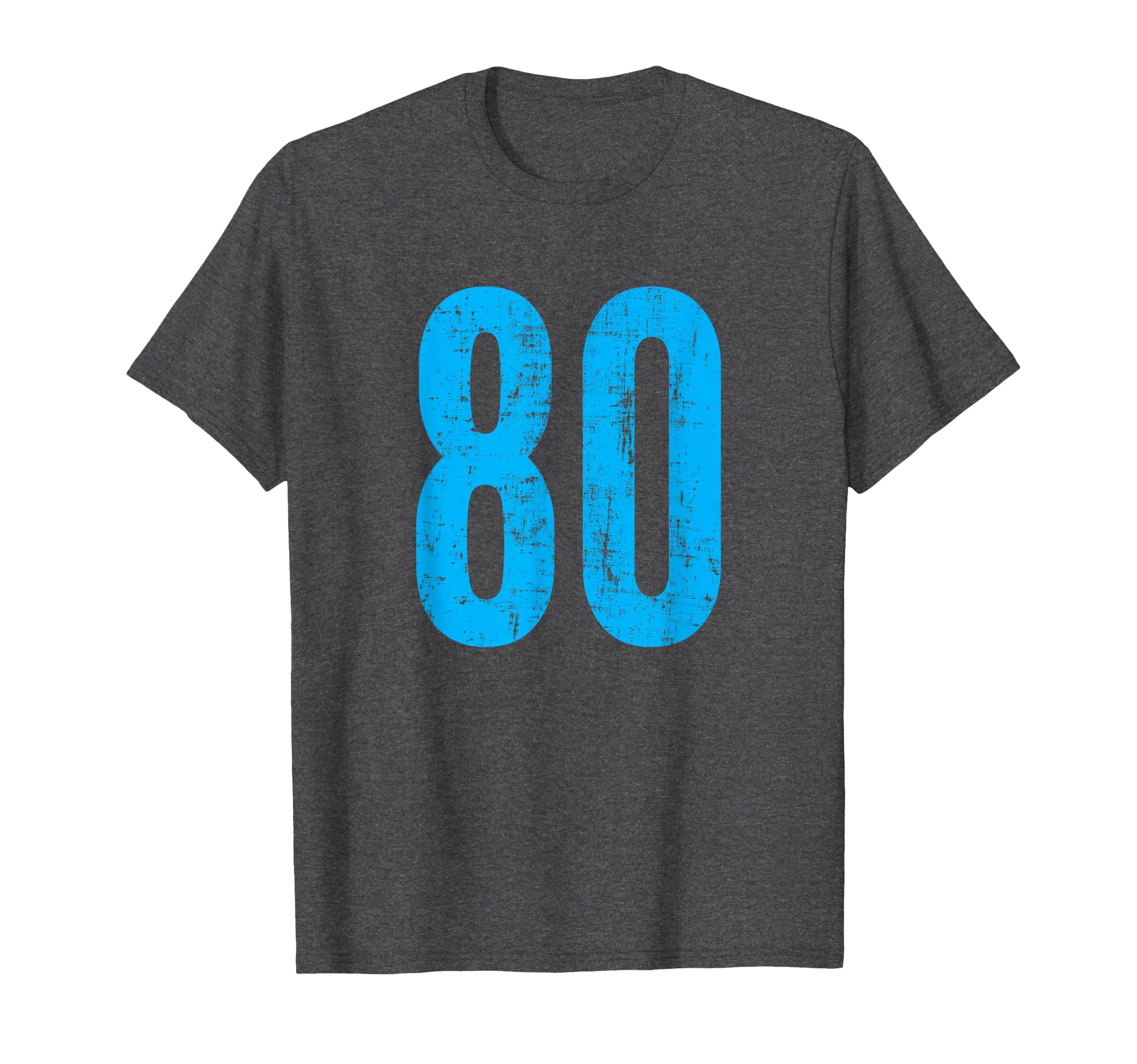Number 80 Distressed Sport Team Player T-Shirt - Fun Novelty Design Unisex - T-Shirt, Sweatshirt, Hoodie