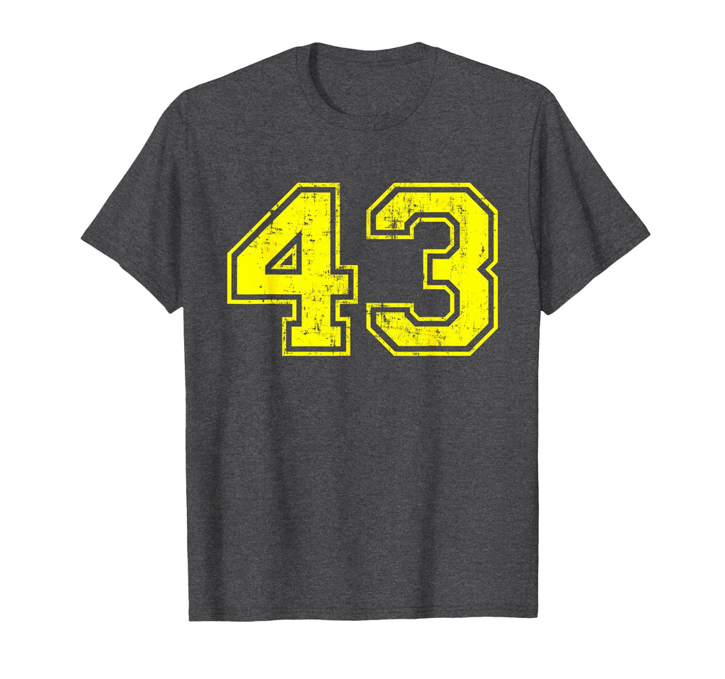 Number 43 Varsity Distressed Sport Team T-Shirt - Novelty Apparel Unisex - T-Shirt, Sweatshirt, Hoodie