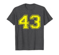 Number 43 Varsity Distressed Sport Team T-Shirt - Novelty Apparel Unisex - T-Shirt, Sweatshirt, Hoodie