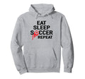 Eat Sleep Soccer Repeat Football Player Hoodie - Graphic Print for Adults - T-Shirt, Sweatshirt, Hoodie