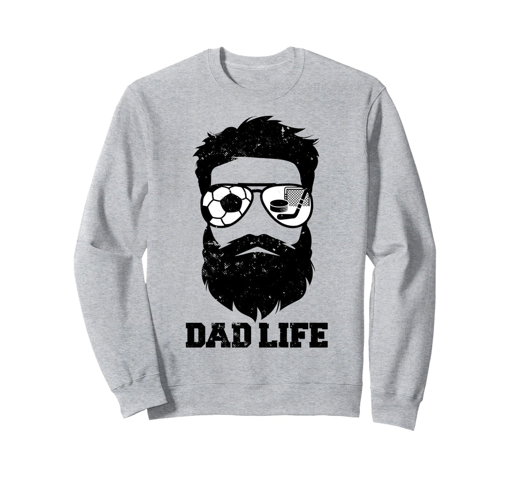 Soccer Hockey Dad Messy Hair Beard Sweatshirt - Minimalist Print Unisex - T-Shirt, Sweatshirt, Hoodie