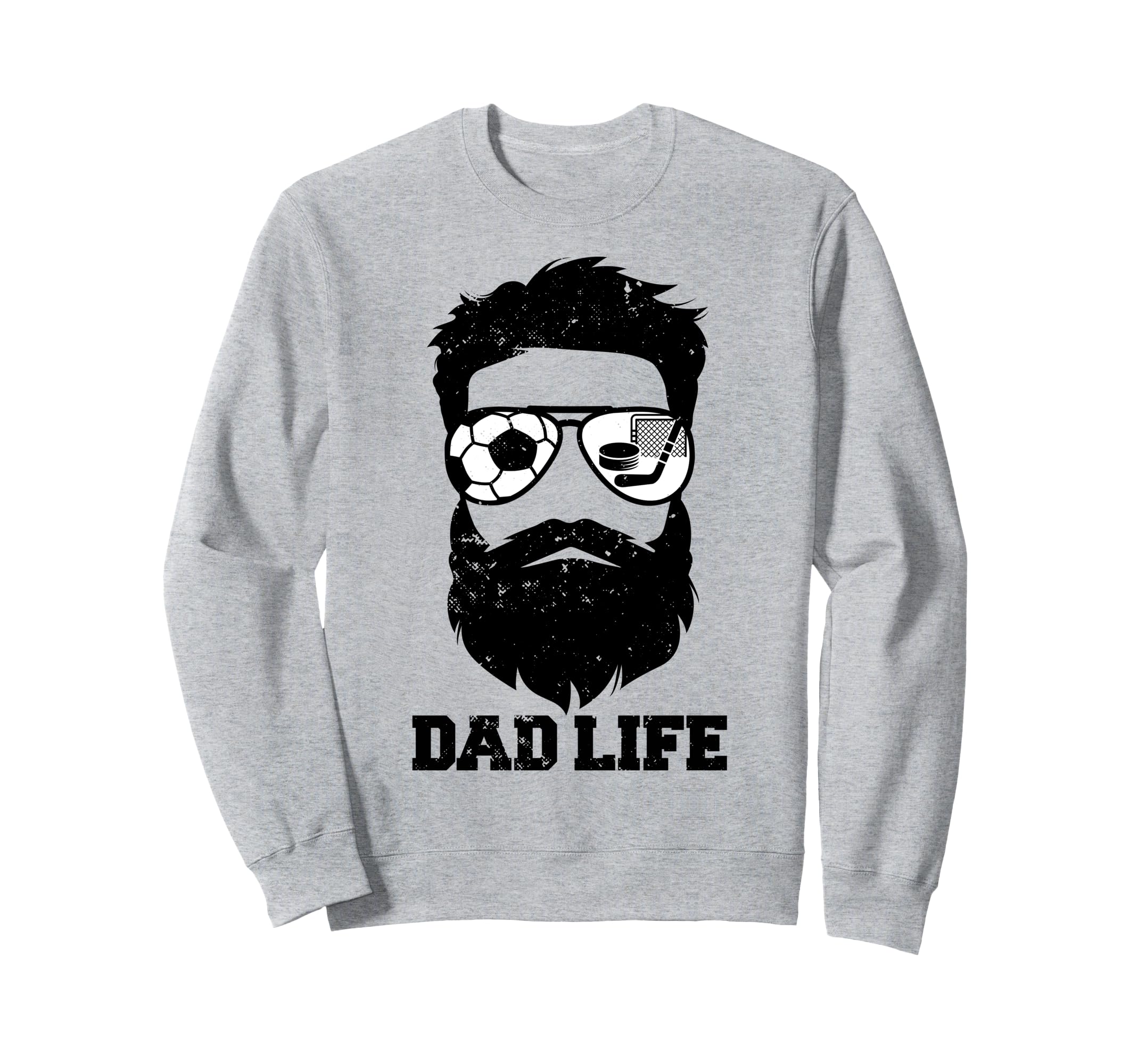 Soccer Hockey Dad Messy Hair Beard Sweatshirt - Minimalist Print Unisex - T-Shirt, Sweatshirt, Hoodie
