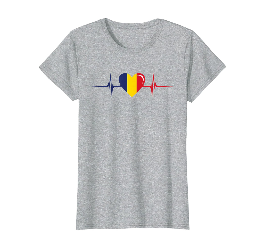 Heartbeat Romanian Flag Romania T-Shirt - Fun Novelty Design Men Women - T-Shirt, Sweatshirt, Hoodie