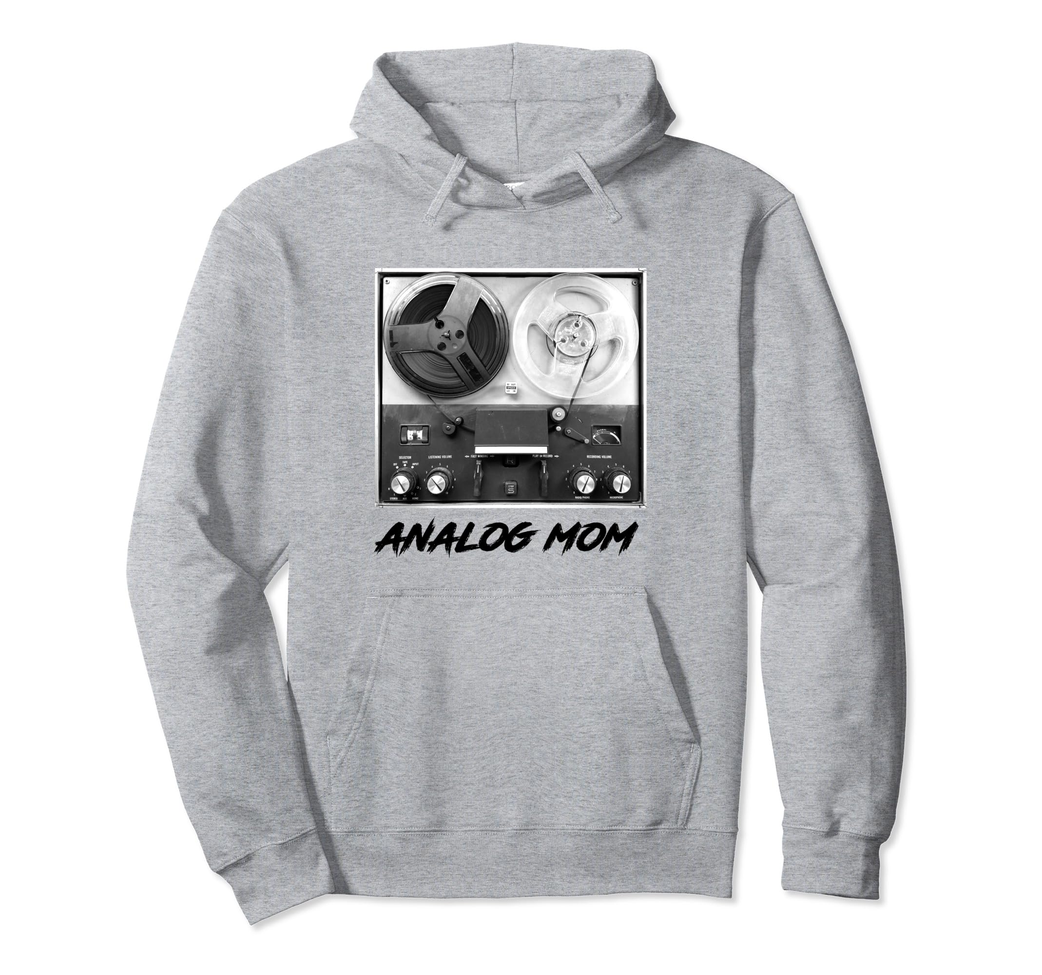 Analog Mom Reel To Reel Cassette Tape Hoodie - Minimalist Print for Adults - T-Shirt, Sweatshirt, Hoodie