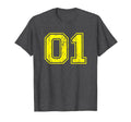 Number 01 One Varsity Distressed Sport T-Shirt - Novelty Apparel Men Women - T-Shirt, Sweatshirt, Hoodie
