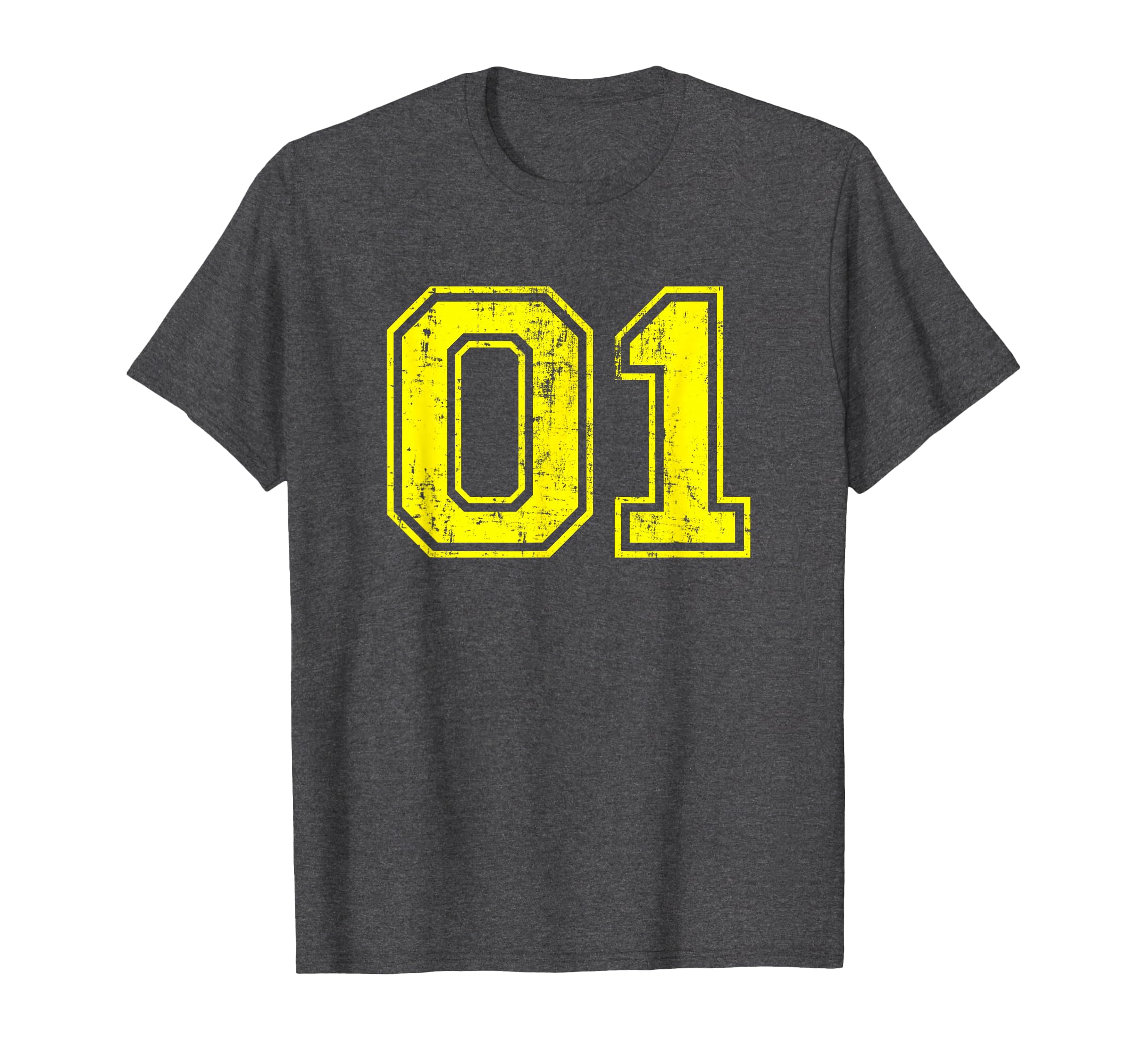 Number 01 One Varsity Distressed Sport T-Shirt - Novelty Apparel Men Women - T-Shirt, Sweatshirt, Hoodie