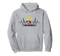 Colombia Heartbeat Colombian Flag Fan Pride Hoodie - Trendy Graphic Unisex - T-Shirt, Sweatshirt, Hoodie
