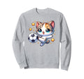 Cat Kitten Soccer Player Kicking Soccer Sweatshirt - Graphic Print Unisex - T-Shirt, Sweatshirt, Hoodie