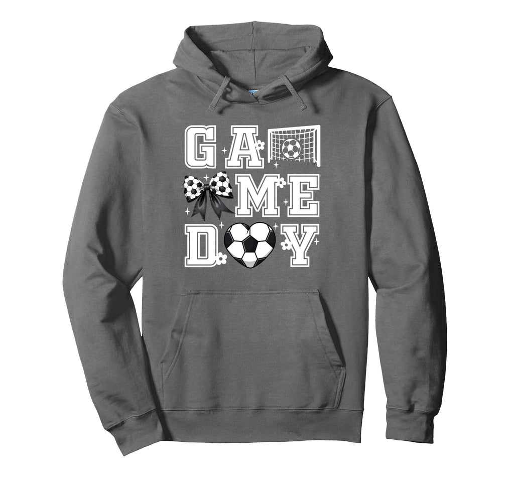Soccer Game Day Coquette Bow Funny Soccer Hoodie - Graphic Print Men Women - T-Shirt, Sweatshirt, Hoodie