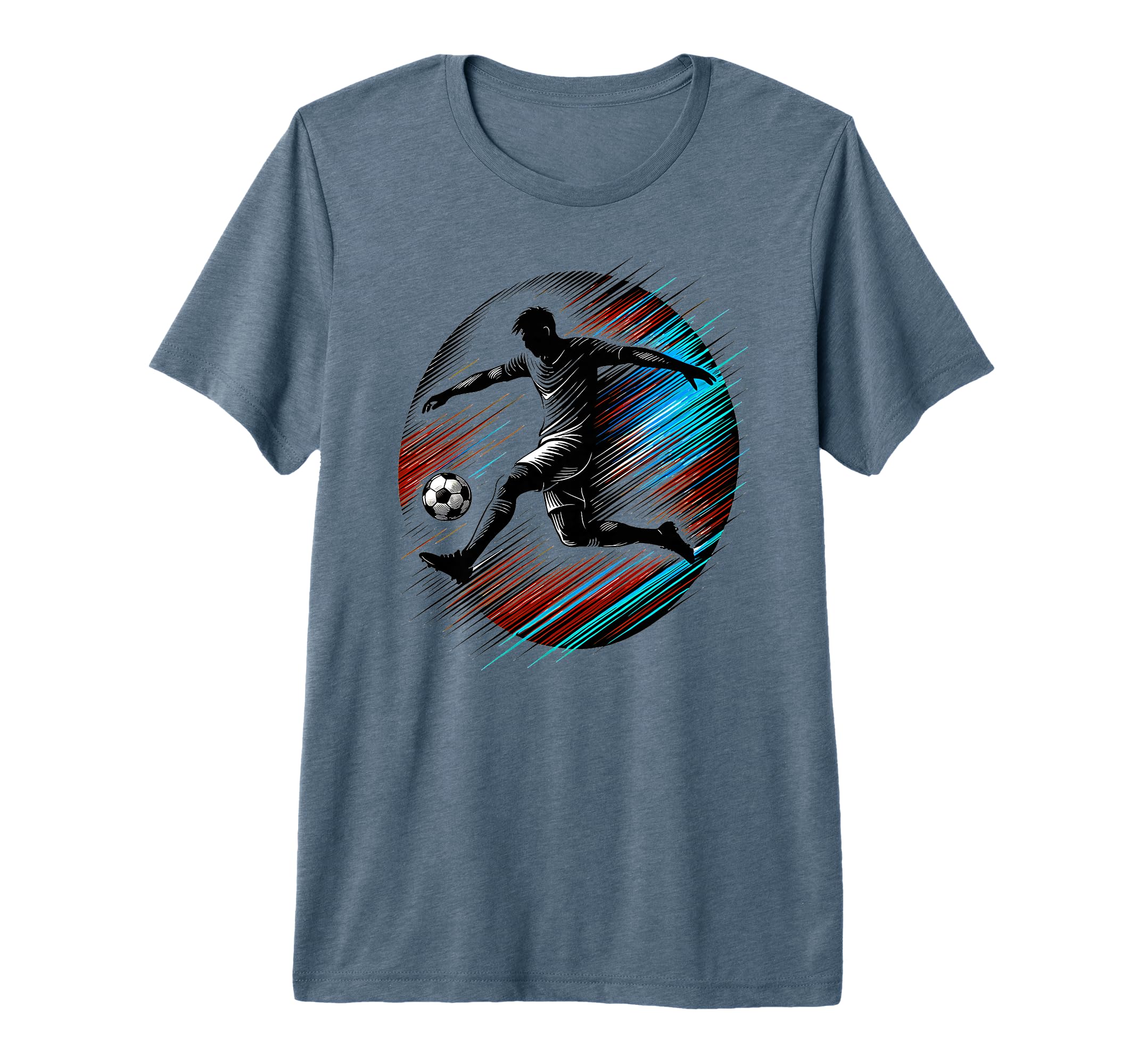 Dynamic Soccer Silhouette Mid Air Kick T-Shirt - Custom Art Print Unisex - T-Shirt, Sweatshirt, Hoodie