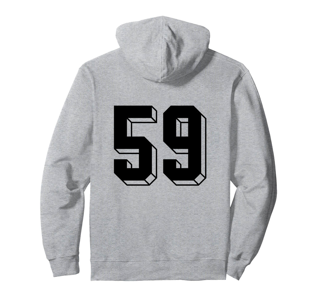 Number 59 Backside 80S 90S Team Jersey Hoodie - Minimalist Print Unisex - T-Shirt, Sweatshirt, Hoodie