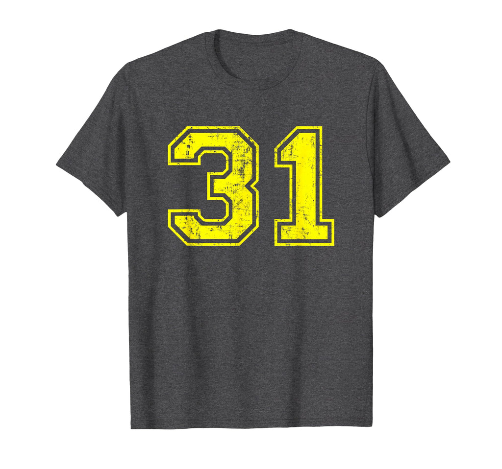 Number 31 Varsity Distressed Sport Team T-Shirt - Custom Art Print Unisex - T-Shirt, Sweatshirt, Hoodie