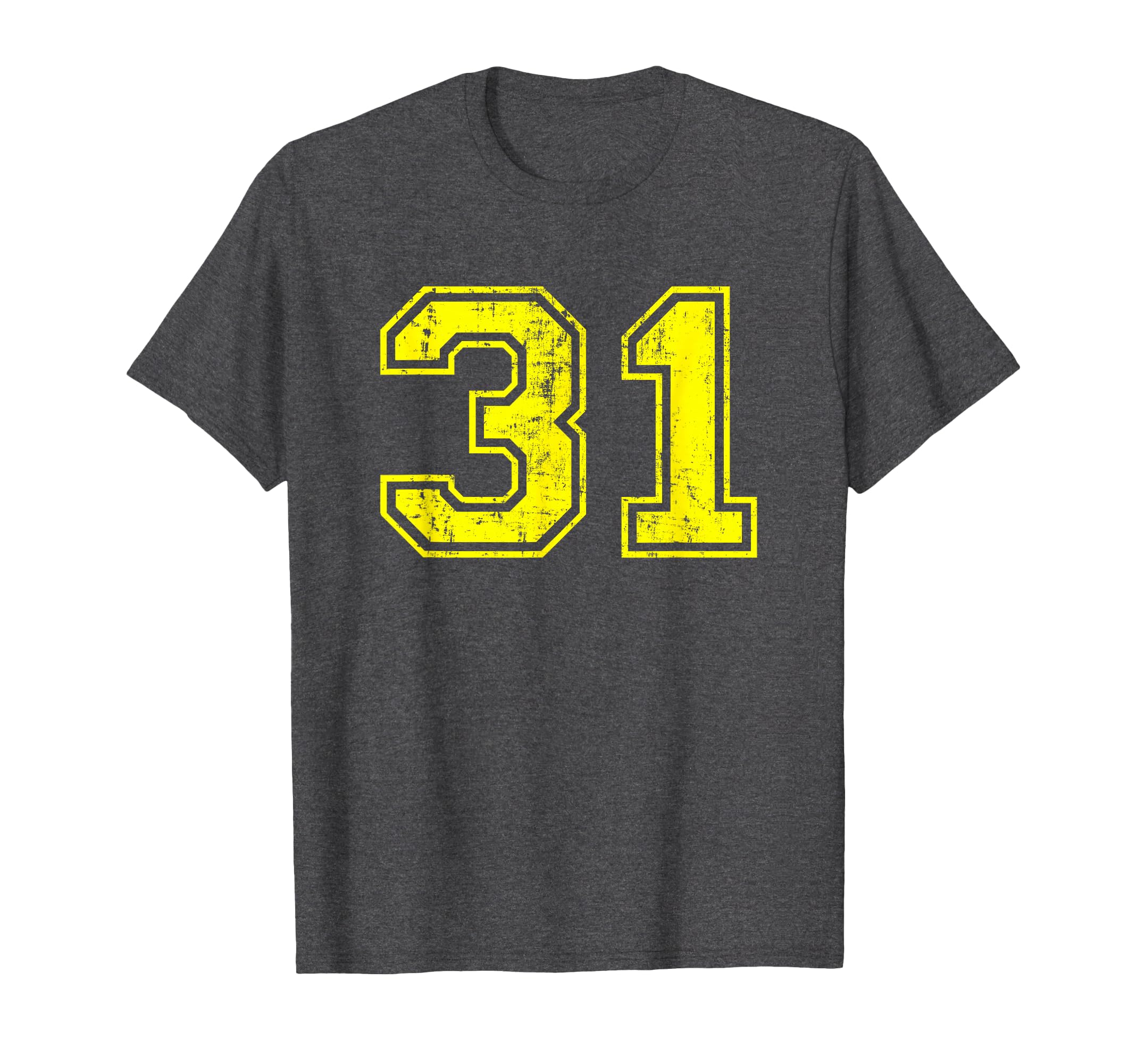 Number 31 Varsity Distressed Sport Team T-Shirt - Custom Art Print Unisex - T-Shirt, Sweatshirt, Hoodie