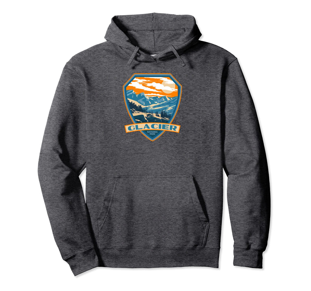 Glacier National Park Wpa Badge Hoodie - Novelty Apparel Unisex - T-Shirt, Sweatshirt, Hoodie