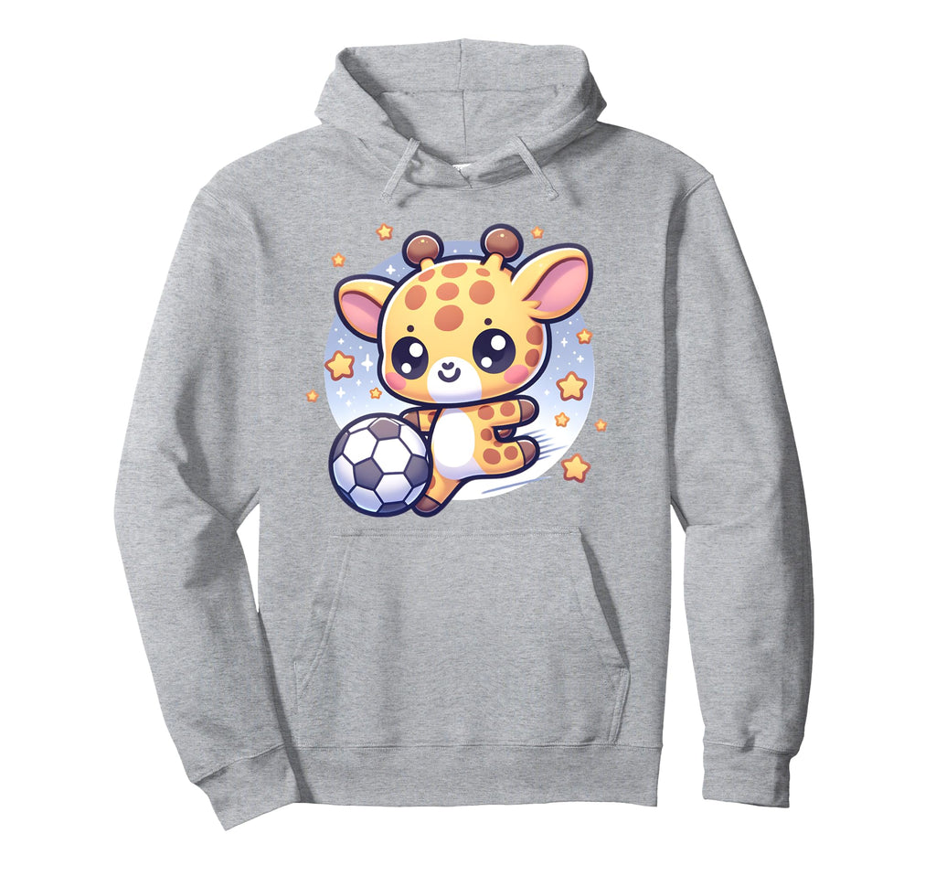Giraffe Soccer Player Kicking Soccer Hoodie - Unique Graphic for Adults - T-Shirt, Sweatshirt, Hoodie