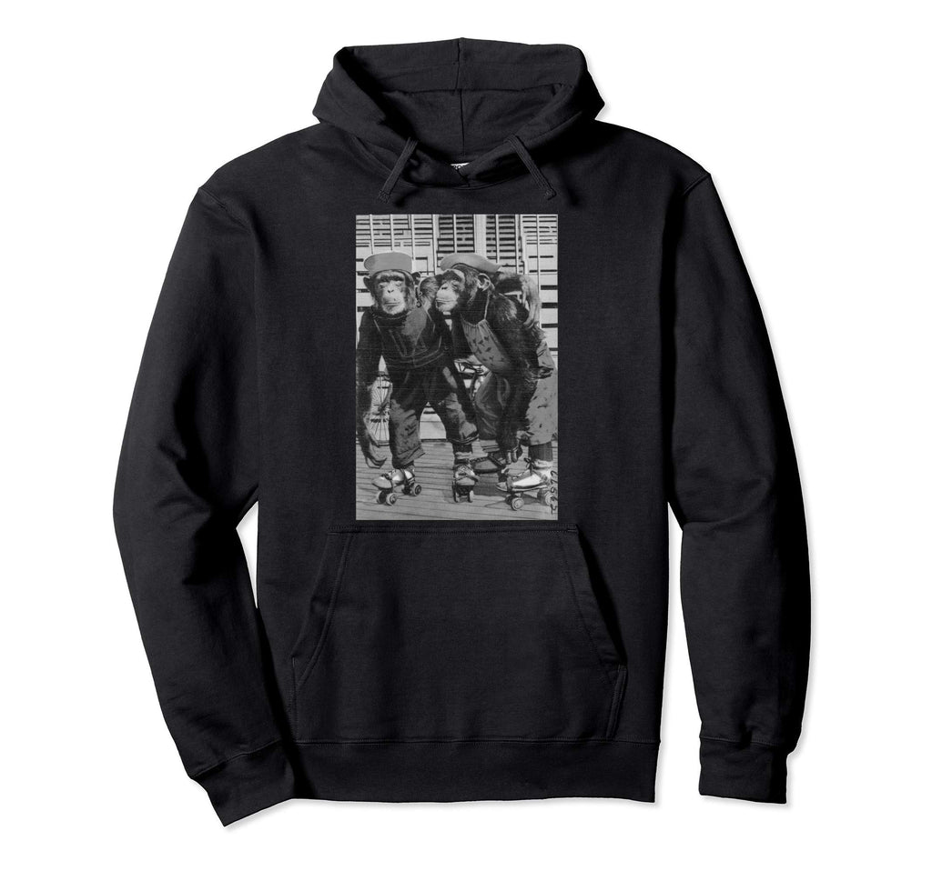 Roller Skate Monkey Chimpanzee Chimp Funny Hoodie - Novelty Apparel Unisex - T-Shirt, Sweatshirt, Hoodie