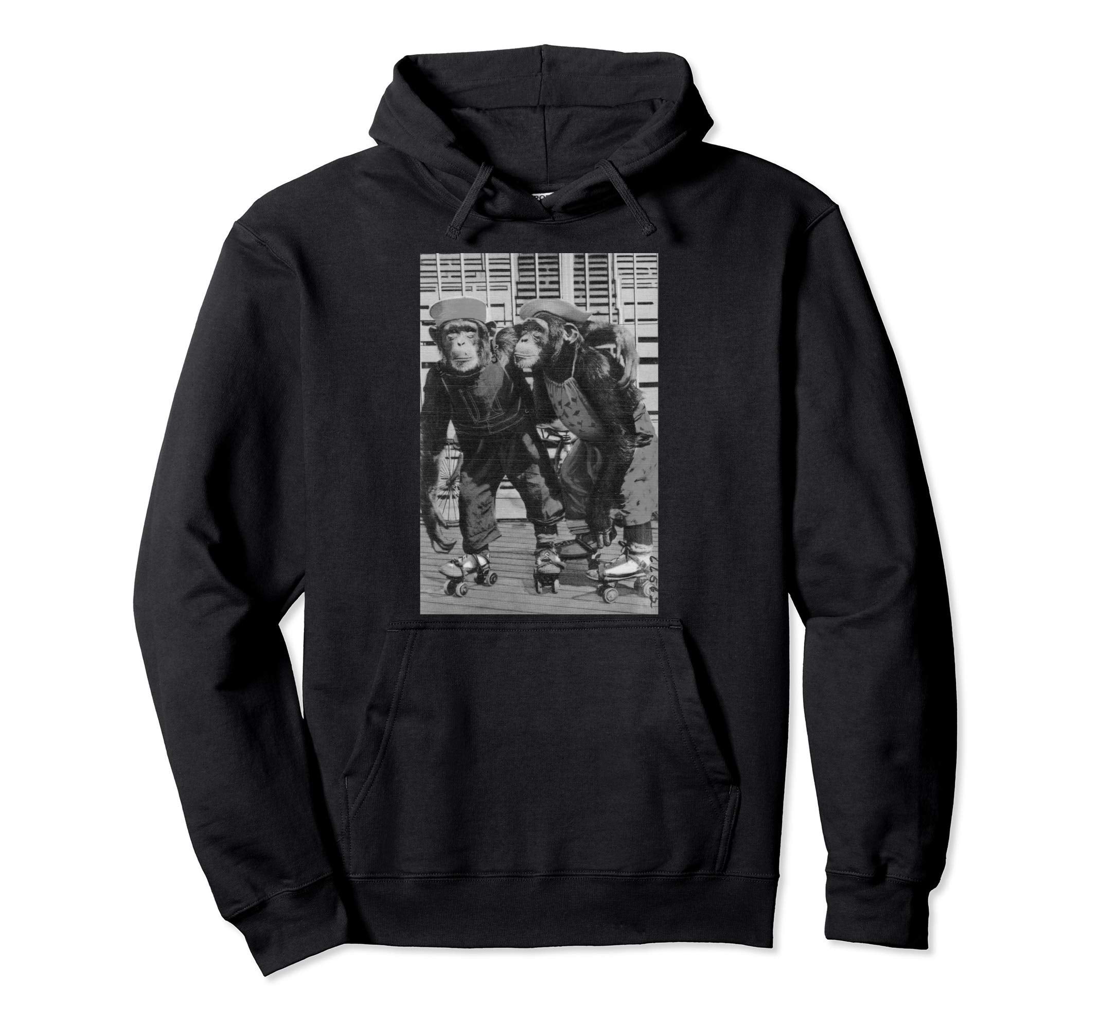 Roller Skate Monkey Chimpanzee Chimp Funny Hoodie - Novelty Apparel Unisex - T-Shirt, Sweatshirt, Hoodie