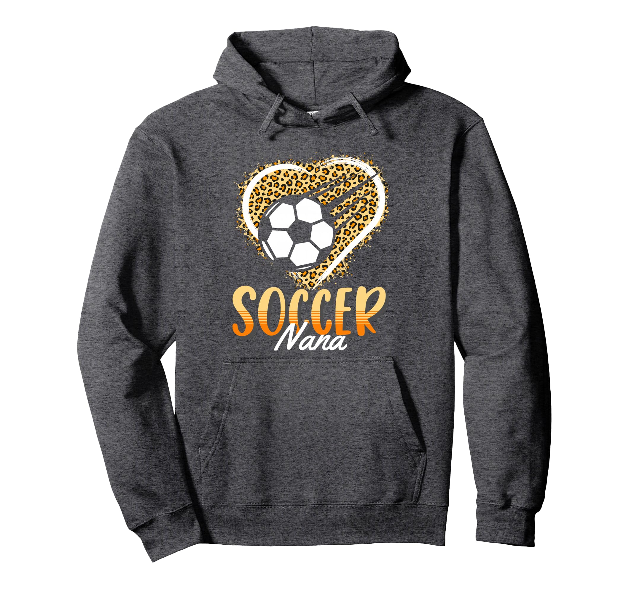 Leopard Heart Soccer Nana Grandma Hoodie - Fun Novelty Design for Adults - T-Shirt, Sweatshirt, Hoodie