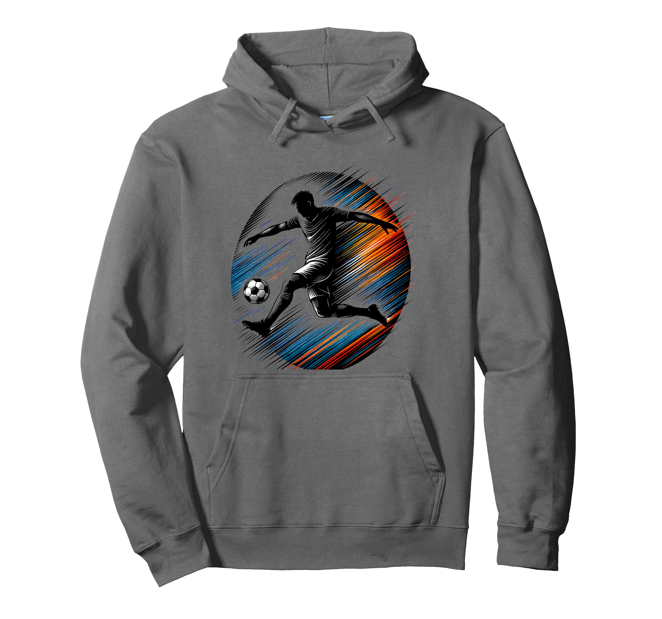 Soccer Player Jump Kick Speed Line Hoodie - Fun Novelty Design for Adults - T-Shirt, Sweatshirt, Hoodie
