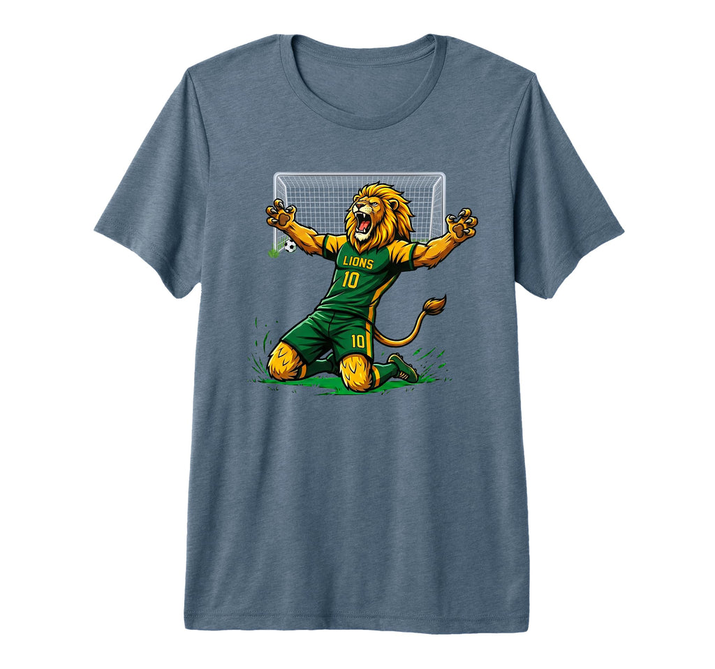 Lion Soccer Player Score Goal Knee Slide T-Shirt - Custom Art Print Unisex - T-Shirt, Sweatshirt, Hoodie