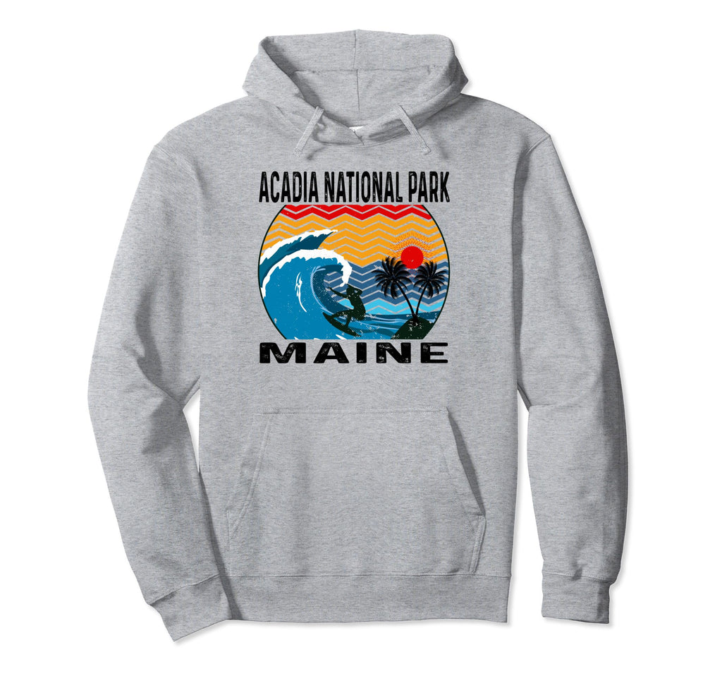 Acadia National Park Maine Surfing Hoodie - Graphic Print for Adults - T-Shirt, Sweatshirt, Hoodie
