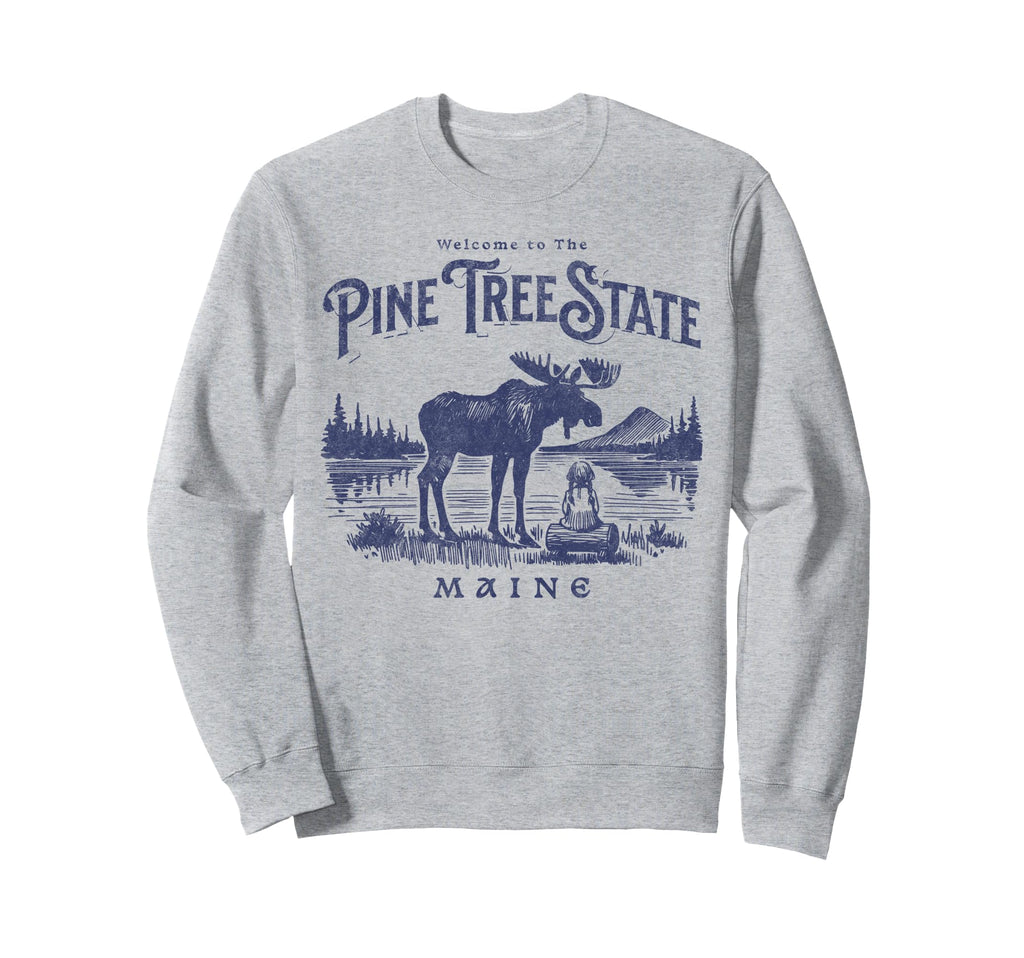 Maine National Parks Camping Hiker Sweatshirt - Minimalist Print Unisex - T-Shirt, Sweatshirt, Hoodie