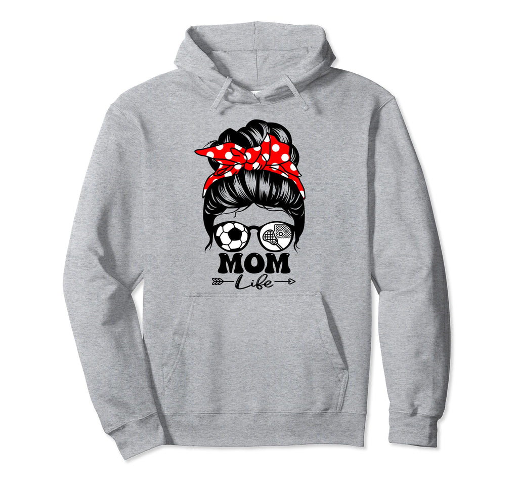 Mom Life Messy Bun Hair Funny Soccer Hoodie - Aesthetic Graphic Unisex - T-Shirt, Sweatshirt, Hoodie
