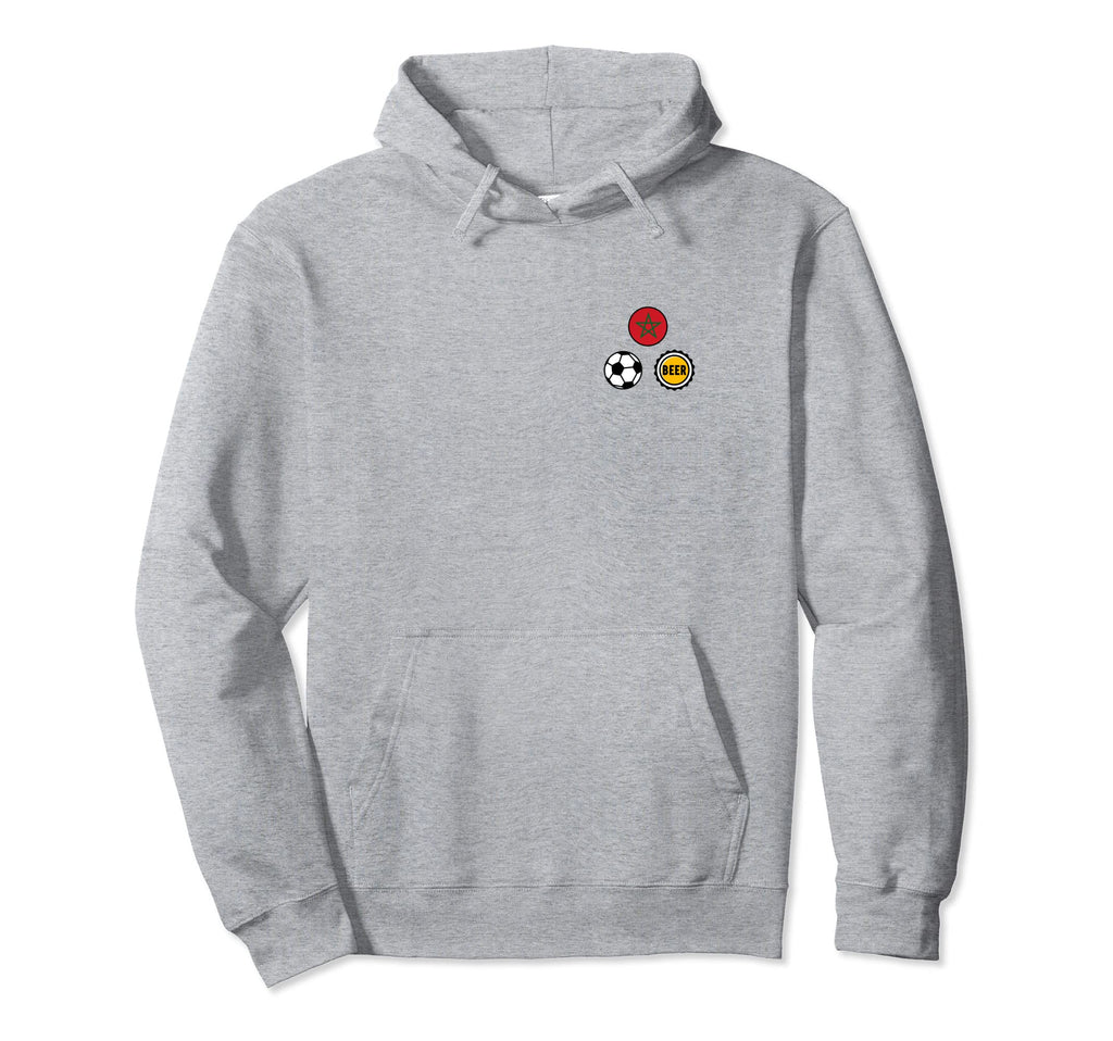 Morocco Flag Soccer Beer Pocket Football Hoodie - Novelty Apparel Unisex - T-Shirt, Sweatshirt, Hoodie