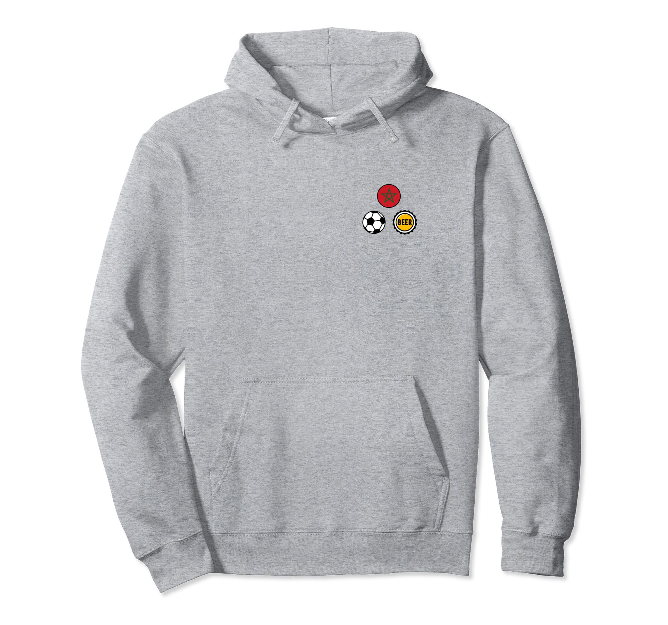Morocco Flag Soccer Beer Pocket Football Hoodie - Novelty Apparel Unisex - T-Shirt, Sweatshirt, Hoodie