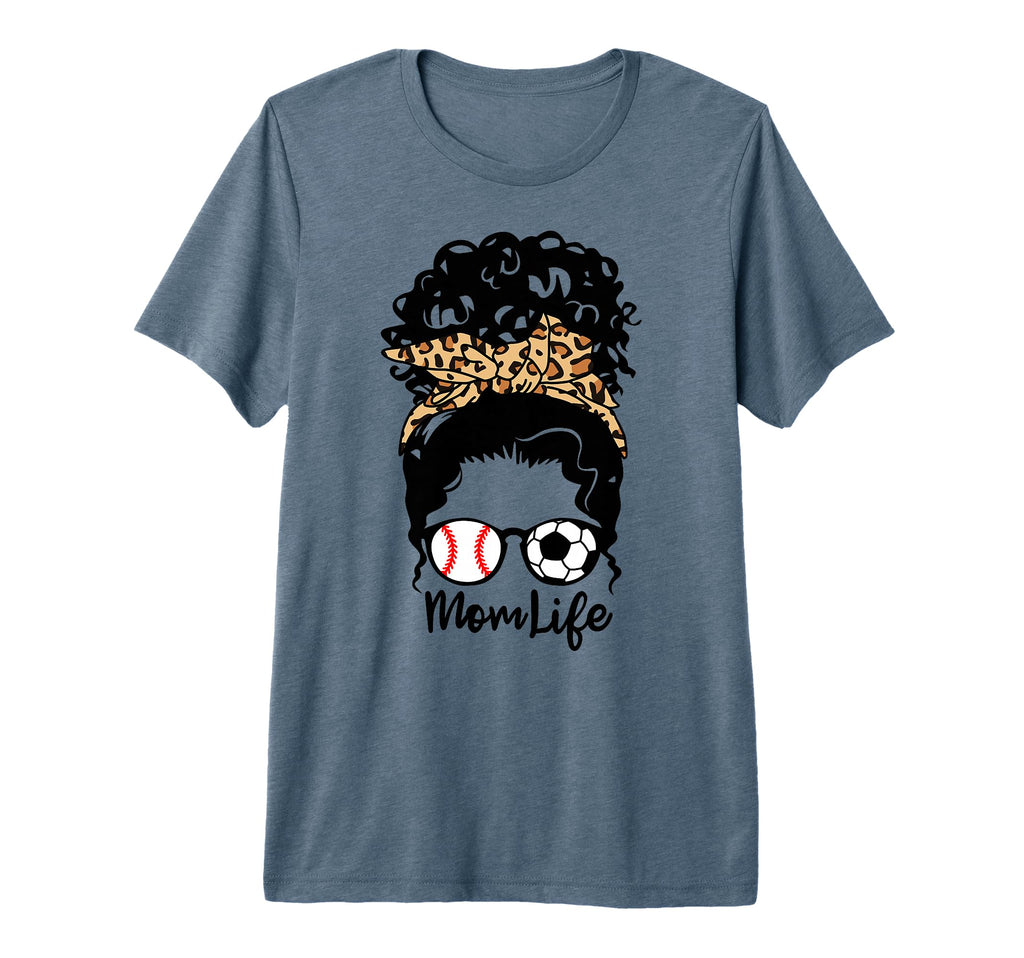 Mom Life Messy Bun Curly Hair Baseball T-Shirt - Fun Novelty Design Unisex - T-Shirt, Sweatshirt, Hoodie