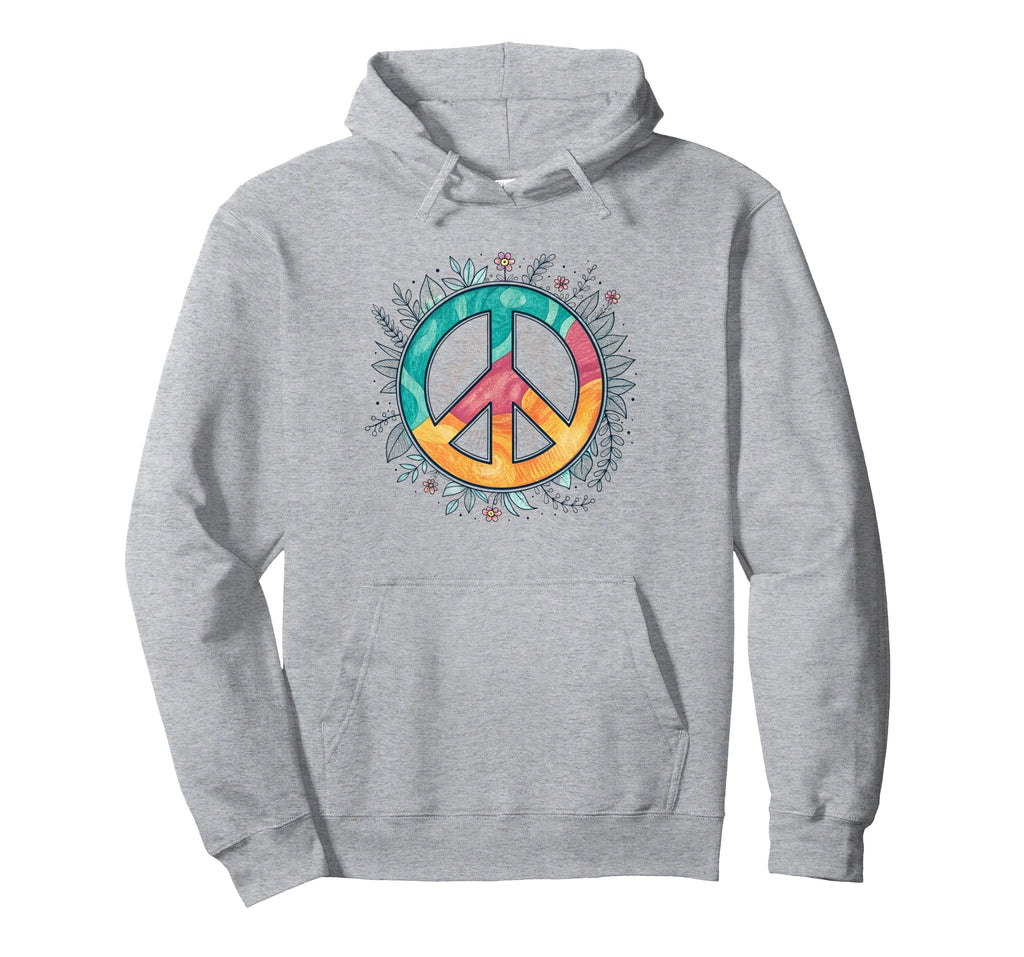 Peace Sign Hippie Floral Hoodie - Graphic Print Men Women - T-Shirt, Sweatshirt, Hoodie