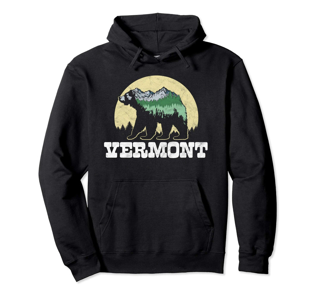 Vermont Bear Sketch Mountains Trees Hoodie - Minimalist Print Men Women - T-Shirt, Sweatshirt, Hoodie