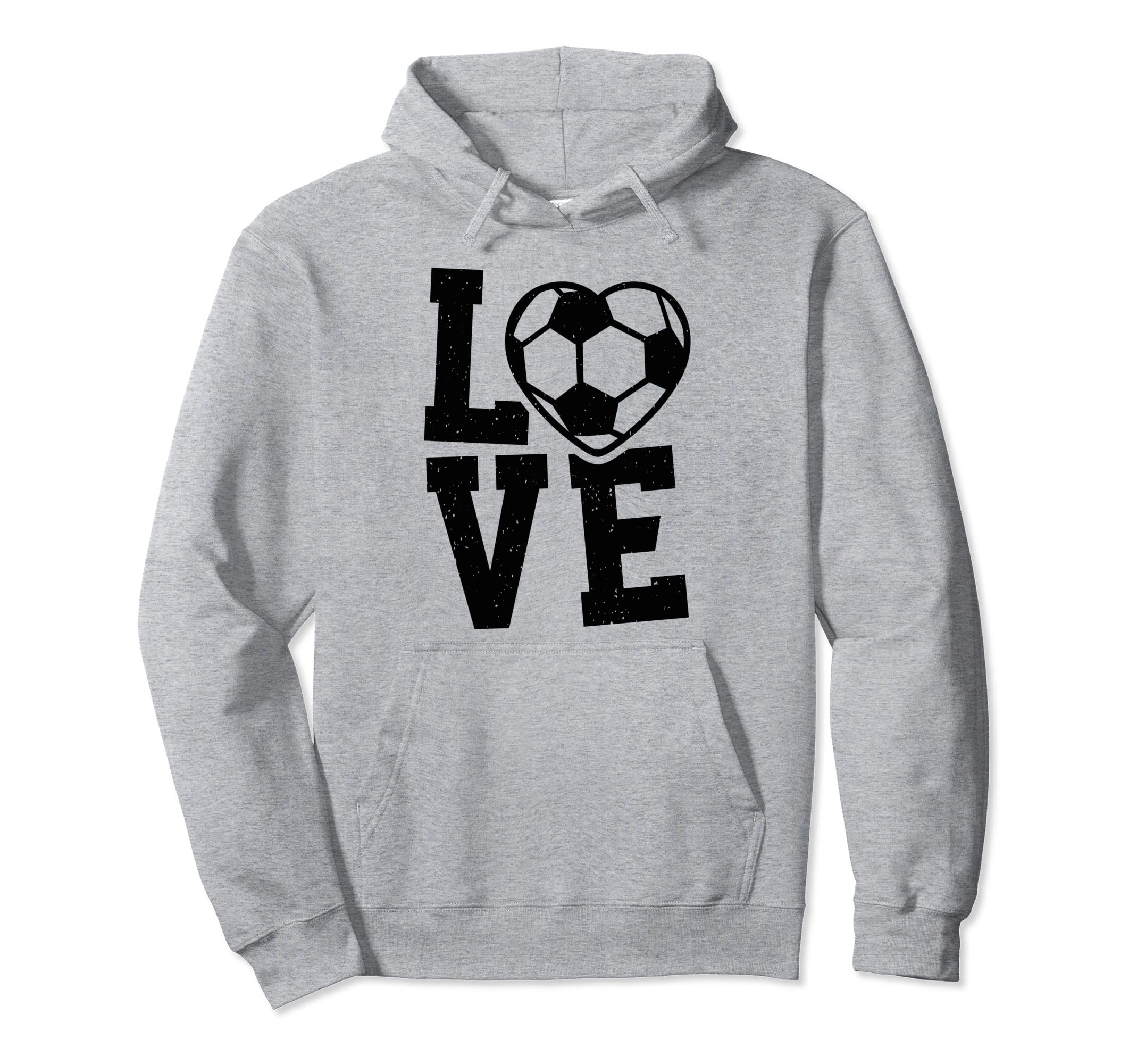 Love Heart Soccer Team Sport Fans Hoodie - Novelty Apparel for Adults - T-Shirt, Sweatshirt, Hoodie