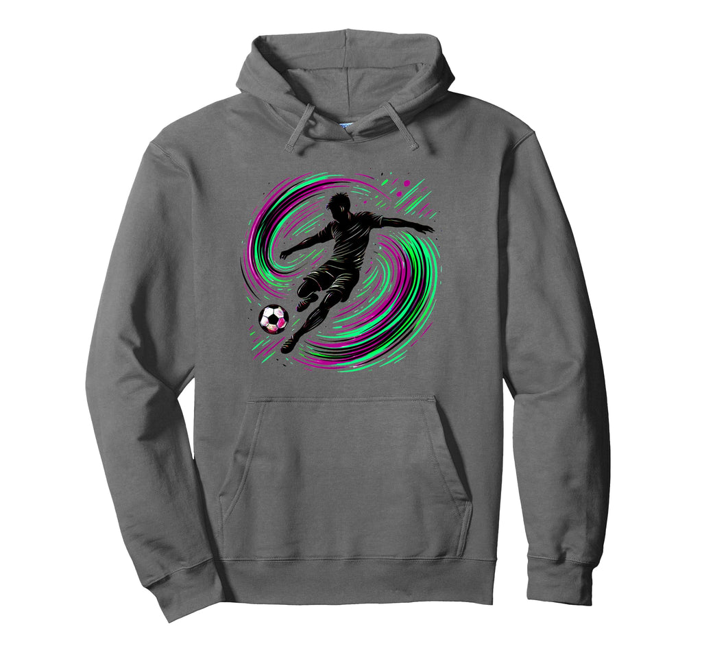 Powerful Soccer Kick Male Athletes Hoodie - Minimalist Print for Adults - T-Shirt, Sweatshirt, Hoodie