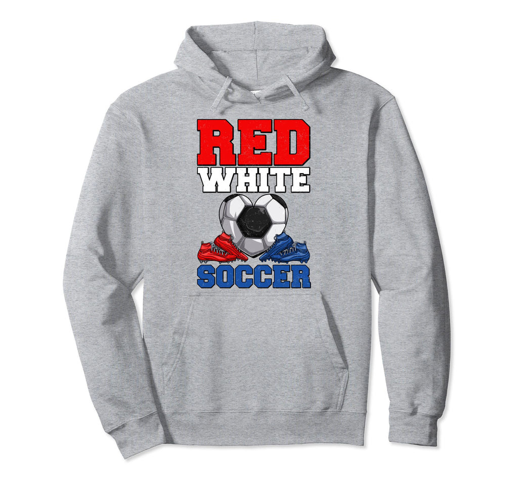 Red White Soccer Lover Usa American Hoodie - Streetwear Style for Adults - T-Shirt, Sweatshirt, Hoodie