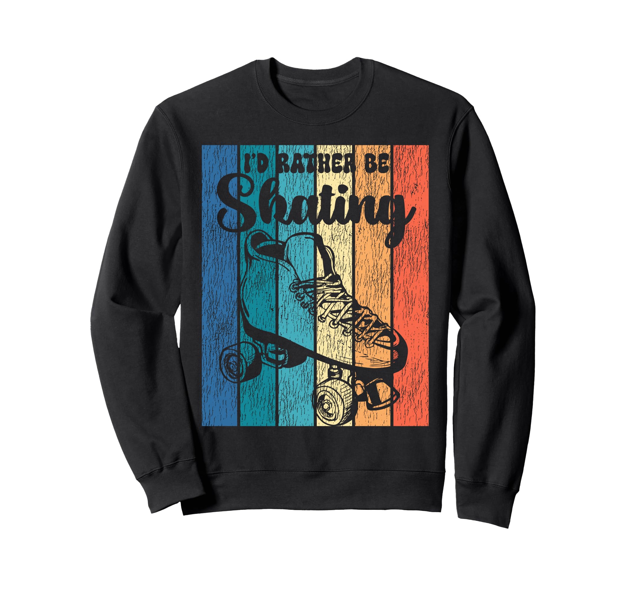 Roller Skating Skate 1970S Black Sweatshirt - Custom Art Print for Adults - T-Shirt, Sweatshirt, Hoodie