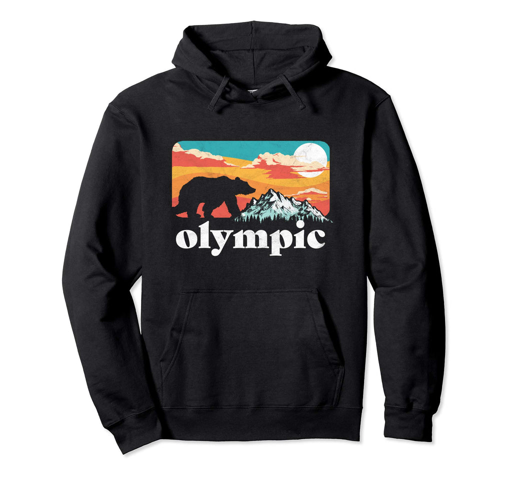 Olympic National Park Bear Mountain 80S Hoodie - Minimalist Print Men Women - T-Shirt, Sweatshirt, Hoodie