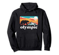 Olympic National Park Bear Mountain 80S Hoodie - Minimalist Print Men Women - T-Shirt, Sweatshirt, Hoodie