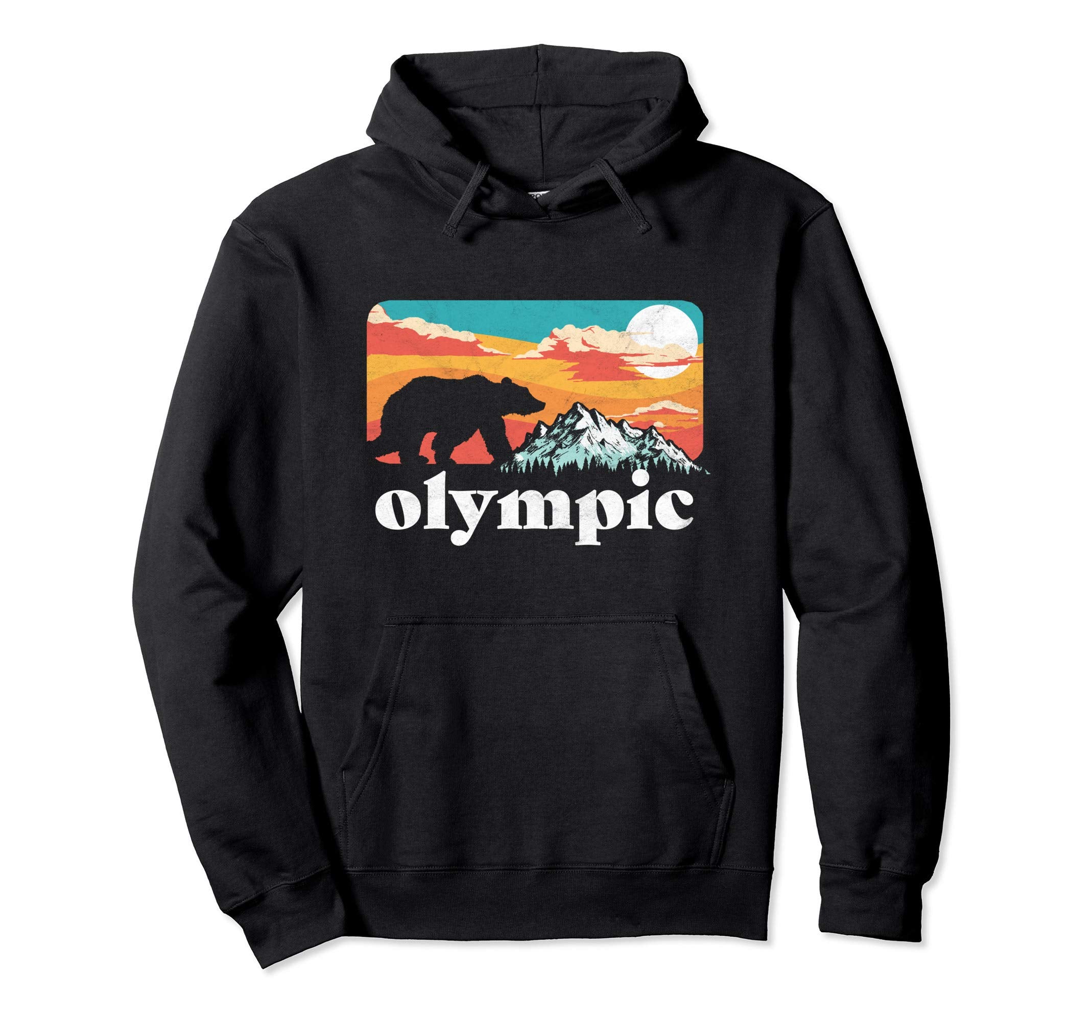 Olympic National Park Bear Mountain 80S Hoodie - Minimalist Print Men Women - T-Shirt, Sweatshirt, Hoodie