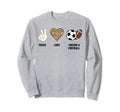 Peace Love Soccer Football Soccer Player Sweatshirt - Graphic Print Unisex - T-Shirt, Sweatshirt, Hoodie