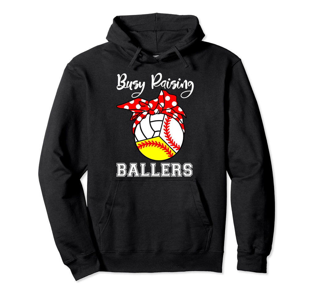 Busy Raising Ballers Funny Baseball Hoodie - Minimalist Print Men Women - T-Shirt, Sweatshirt, Hoodie