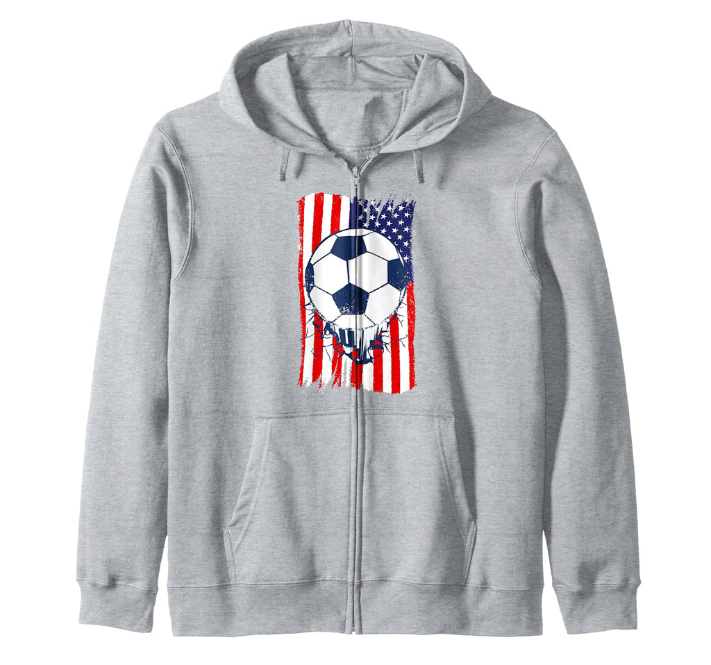 American Flag Distressed Soccer Artwork Hoodie - Novelty Apparel Unisex - T-Shirt, Sweatshirt, Hoodie