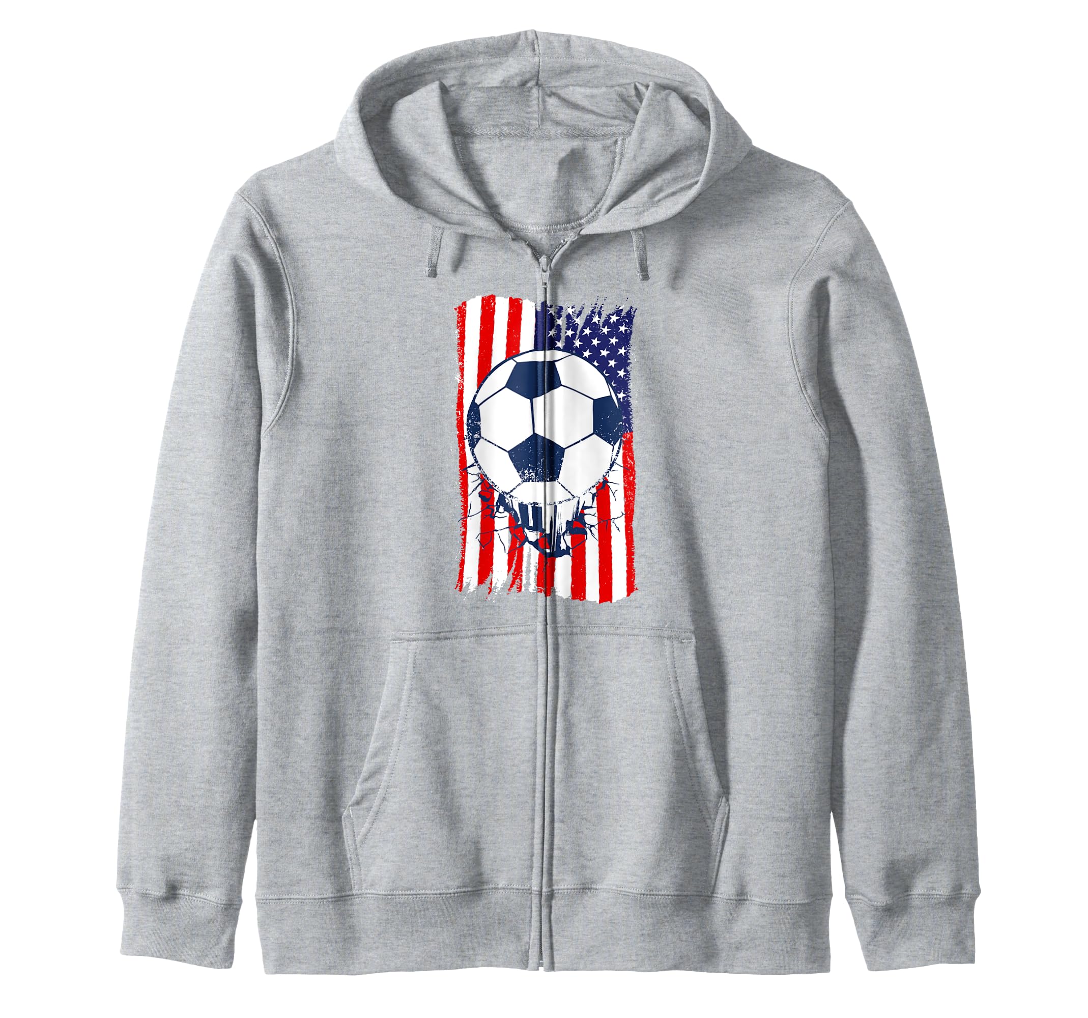 American Flag Distressed Soccer Artwork Hoodie - Novelty Apparel Unisex - T-Shirt, Sweatshirt, Hoodie
