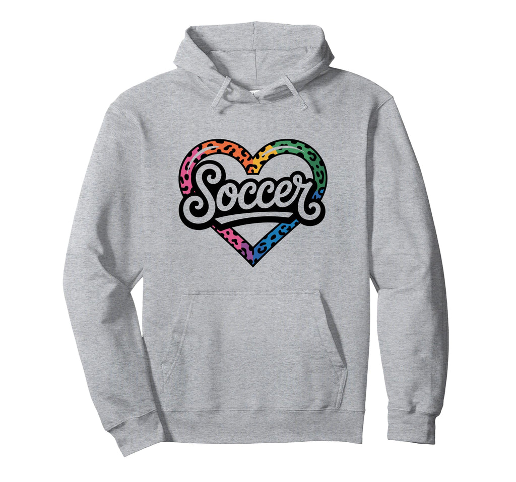 Soccer Watercolor Leopard Heart Hoodie - Fun Novelty Design for Adults - T-Shirt, Sweatshirt, Hoodie