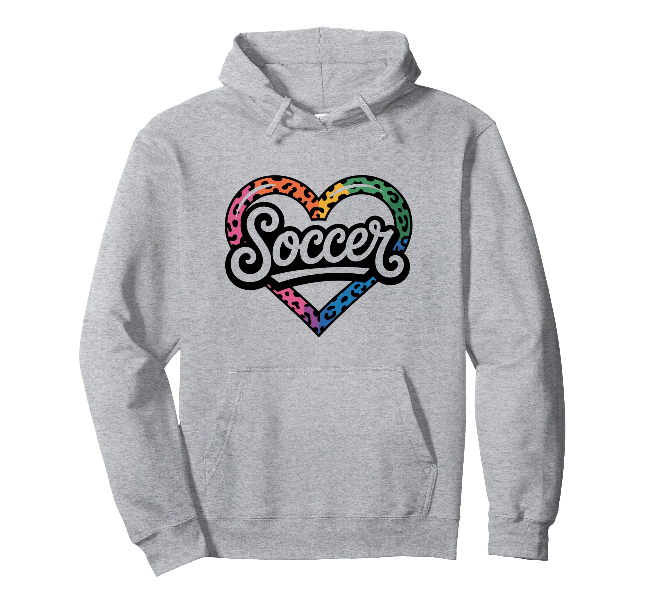 Soccer Watercolor Leopard Heart Hoodie - Fun Novelty Design for Adults - T-Shirt, Sweatshirt, Hoodie