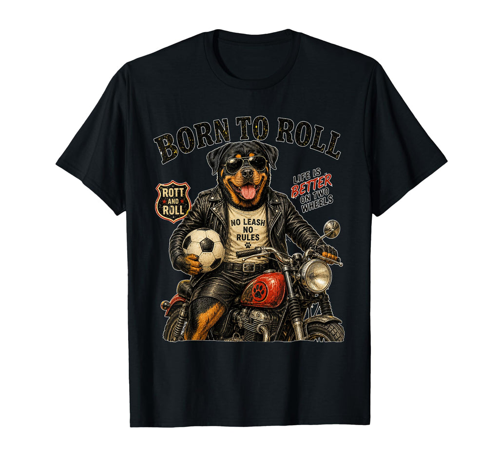 Rottweiler Motorbike Love Footbal T-Shirt - Trendy Graphic Men Women - T-Shirt, Sweatshirt, Hoodie