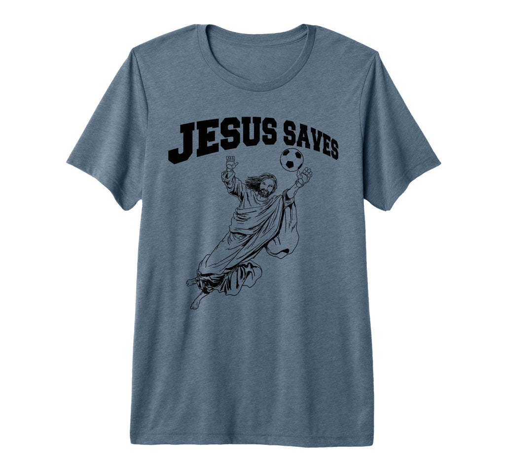 Soccer Goalie Jesus Saves Tri Blend T-Shirt - Custom Art Print Men Women - T-Shirt, Sweatshirt, Hoodie