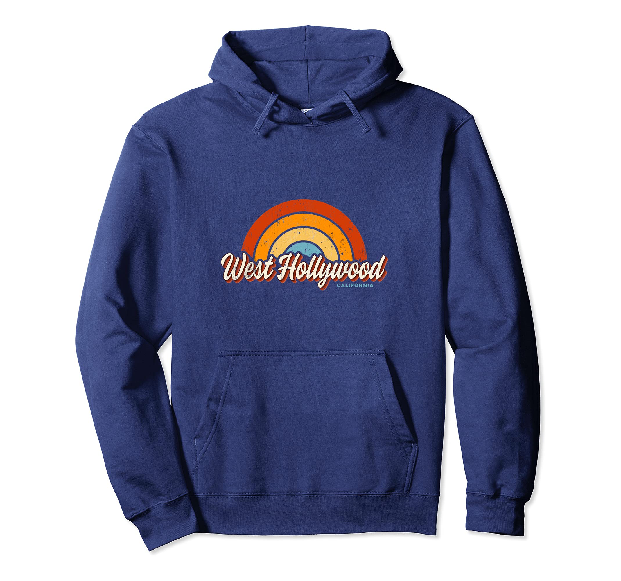 West Hollywood California Ca Rainbow 70S Hoodie - Minimalist Print Unisex - T-Shirt, Sweatshirt, Hoodie