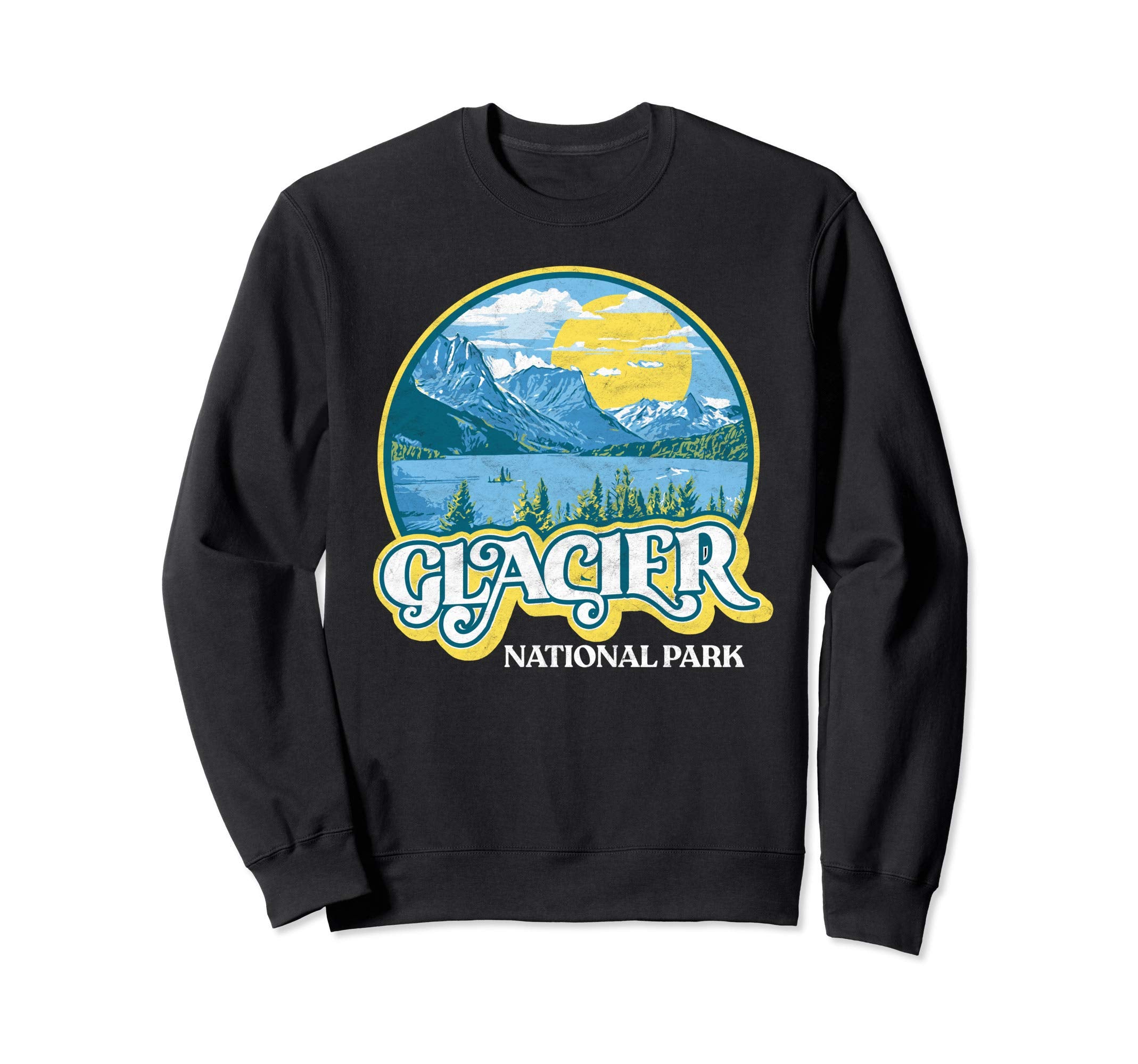 Glacier National Park Montana 80S Sweatshirt - Minimalist Print Unisex - T-Shirt, Sweatshirt, Hoodie