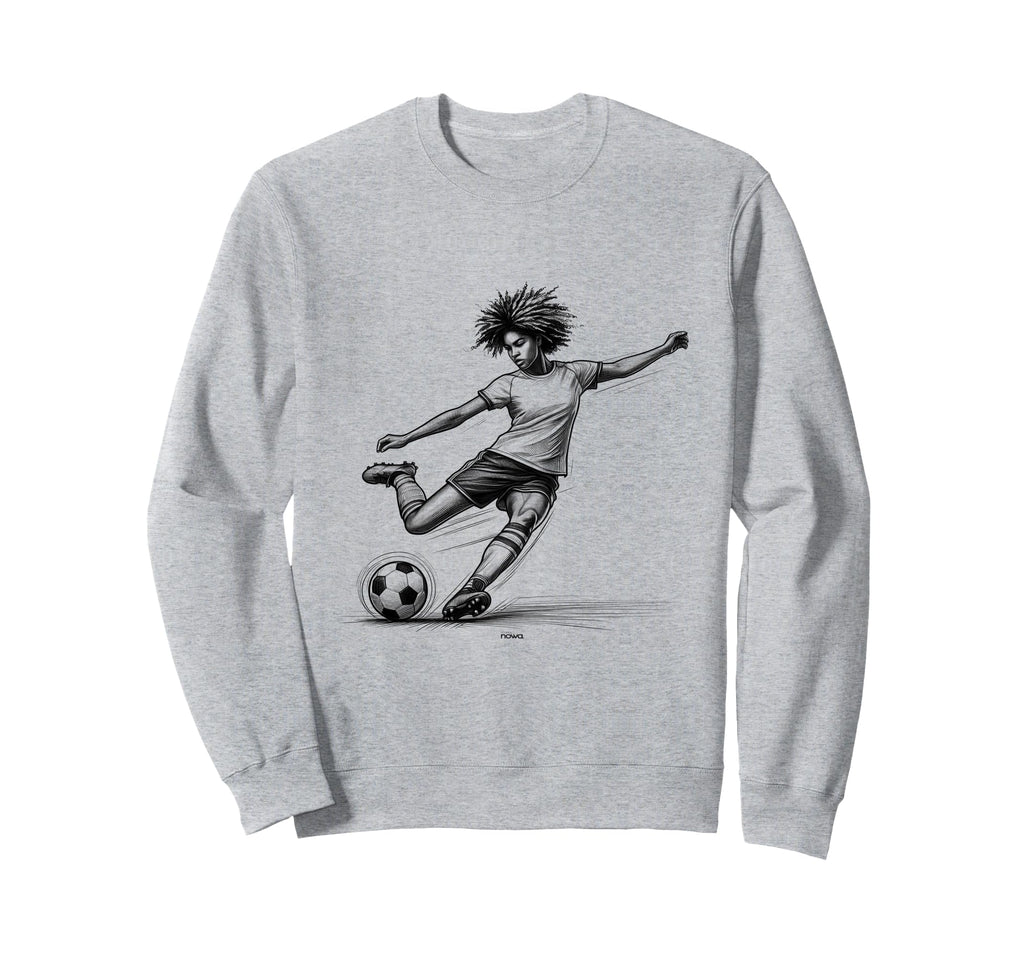 Female Soccer Player Powerful Kicking Sweatshirt - Trendy Graphic Unisex - T-Shirt, Sweatshirt, Hoodie